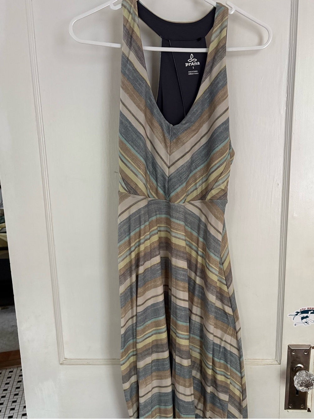 Prana Saxon dress in Sage, Blue & Cream